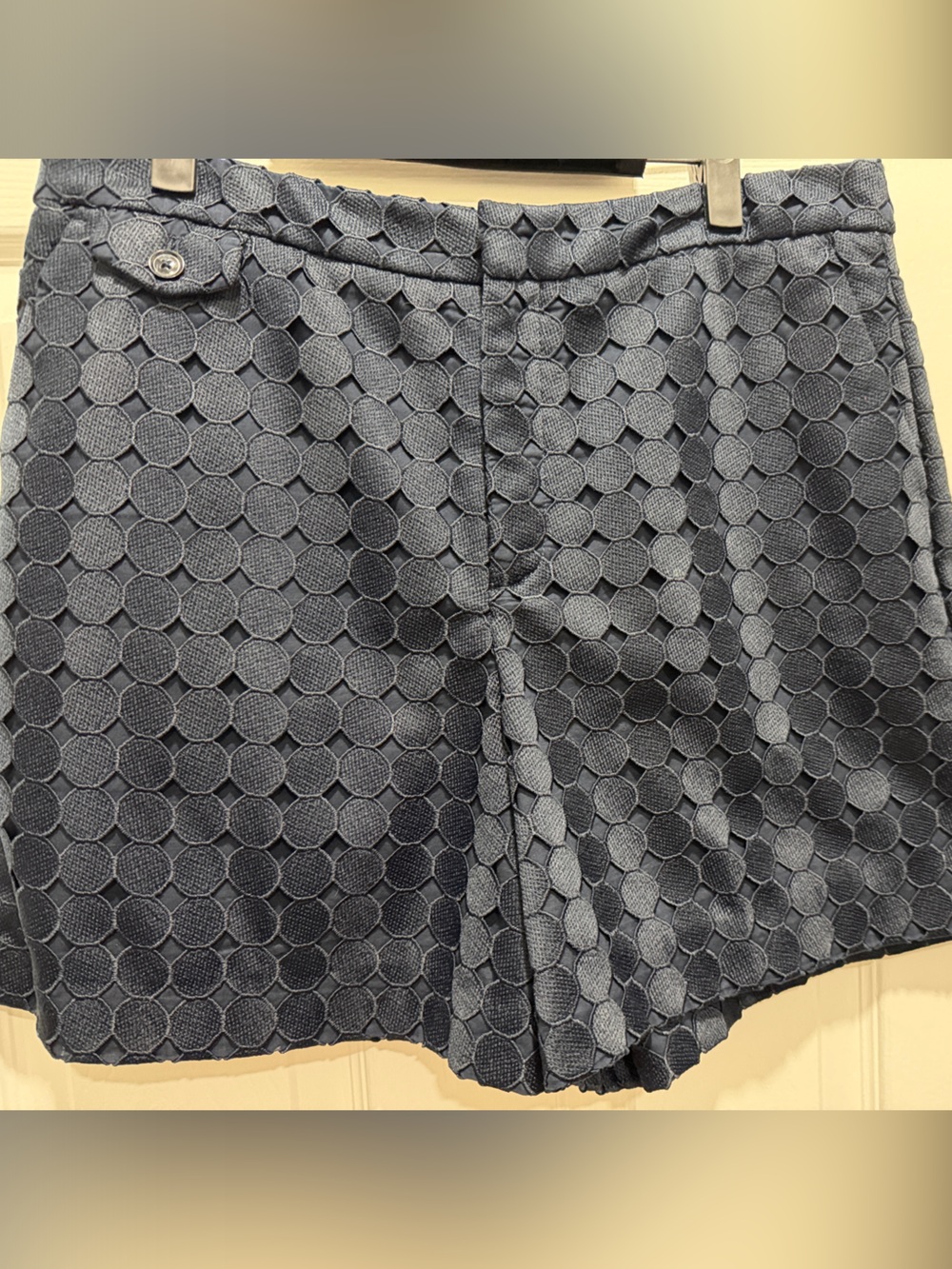 Banana Republic Navy Blue Textured Circle-Pattern Shorts